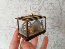 Terrarium with a hamster. Hamster cage. Puppet miniature.1:12 scale.