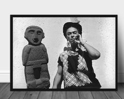 Black Portrait Frida Kahlo Smoke Poster Digital, Frida Kahlo printable, Frida Kahlo wall art, Feminist poster