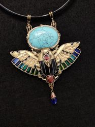 Scarab necklace with turquoise