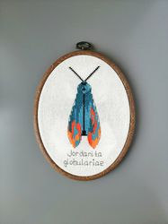 Moth Embroidery Wall Art, Insect Moth Art, Sewn Art Gifts, Finished Embroidery