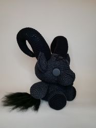 Total black baphomet plush with curled horns and pentagram - Halloween gift idea