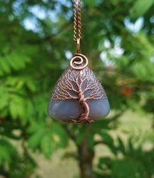 Agate Tree Of Life Wire Wrapped Pendant, Mother of the Groom Necklace, Celtic Wedding Gift, Mother In Law Wedding Gift