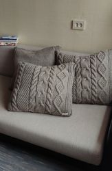 Handmade Cushion in smoky gray colour Pillow case with zipper
