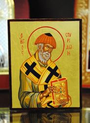 Saint Spiridon of Trimifunt | Hand-painted icon | Christian icon | Christian gift | Orthodox icon | Byzantine icon