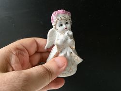 guardian angel with lamb figurine | russian unique ceramic figurine, sculpture, porcelain |