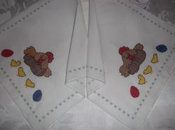 Embroidered small towel.Towel embroidered with a cross.