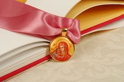 Unique icon pendant Virgin Mary religious necklace Orthodox Christian gift