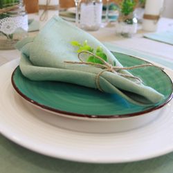 Mint green linen napkins set / Cloth napkins / Custom dinner napkins / bridal shower napkin bulk / wedding table decor