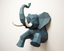 3D Papercraft Elephant, DIY paper craft model, Art Project ideas, tridimensional sculpture template, PDF digital print