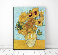 Sunflower Van Gogh bouquet Wall Art Printable, Flowers Still-life Picture digital download