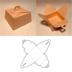 Cake box template, cake container, dessert box, pie box, sweet box, sweets box, SVG, PDF, Cricut, Silhouette, 8.5x11