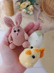 Amigurumi easter set crochet pattern. Amigurumi chick crochet pattern. Amigurumi bunny crochet pattern