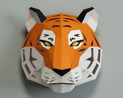 DIY Papercraft Tiger, paper craft model template, night lamp light, 3D puzzle, cat lion lynx cheetah leopard, PDF