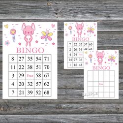 Pink rabbit bingo cards,rabbit bingo game,rabbit printable bingo cards,60 Bingo Cards,INSTANT DOWNLOAD--313