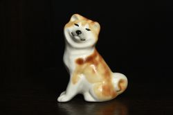 Akita Inu figurine shiba inu dog ceramics handmade, statuette porcelain