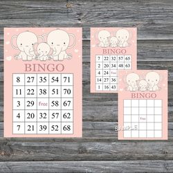 Elephant bingo cards,Elephant bingo game,Elephant printable bingo cards,60 Bingo Cards,INSTANT DOWNLOAD--306