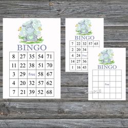 Baby Hippo bingo cards,Baby Hippo bingo game,Baby Hippo printable bingo cards,60 Bingo Cards,INSTANT DOWNLOAD--304