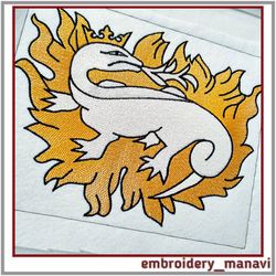 machine embroidery design salamander on fire