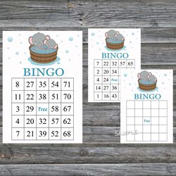Baby elephant bingo cards,Baby elephant bingo game,Elephant printable bingo cards,60 Bingo Cards,INSTANT DOWNLOAD--303