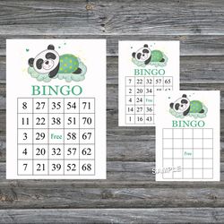 Sleeping panda bingo cards,Sleeping panda bingo game,Panda printable bingo cards,60 Bingo Cards,INSTANT DOWNLOAD--302
