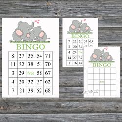 Cute Elephant bingo cards,Elephant bingo game,Elephant printable bingo cards,60 Bingo Cards,INSTANT DOWNLOAD--299