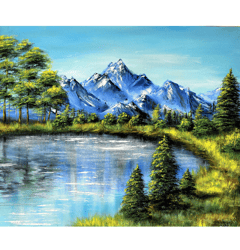 Mountain Painting Lake Original Art Landscape Wall Art  20 by 24 inch