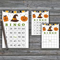 Halloween bingo game,Halloween bingo cards,Halloween Party,60 Printable card,INSTANT DOWNLOAD--02