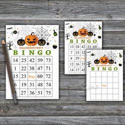 Halloween bingo game,Halloween bingo cards,Halloween Party,60 Printable card,INSTANT DOWNLOAD--06
