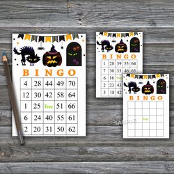 Halloween bingo game,Halloween bingo cards,Halloween Party,60 Printable card,INSTANT DOWNLOAD--09