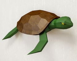Papercraft Turtle, DIY 3D origami home decor, Paper craft template, sea animal model kit, PDF printable, tortoise