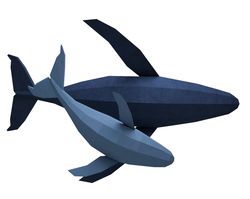 Papercraft Whale, 3D family of whales paper model, paper sculpture, paper craft animals PDF, fish kit, template, origami