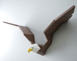 3D Papercraft Eagle, DIY Paper craft bald eagle, hawk vulture falcon condor bird, animal trophy PDF kit, printable