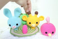 Educational game for baby Learn color Crochet pattern PDF in English DIY Montessori toy Amigurumi soft toy