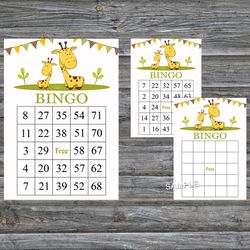Funny giraffe bingo cards,Giraffe bingo game,Safari animals printable bingo cards,60 Bingo Cards,INSTANT DOWNLOAD--282