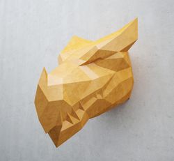 Papercraft Dragon Head Trophy, papercraft 3D, paper model, DIY black dragon paper sculpture, pattern, animal paper craft