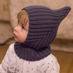 Merino wool balaclava pixie hat for toddler and kids, winter hat, cute hat
