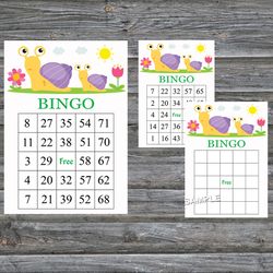 Snail bingo cards,Snail bingo game,Snail printable bingo cards,60 Bingo Cards,INSTANT DOWNLOAD--279