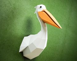 DIY Paper Pelican 3D, Papercraft sculpture, Paper craft model, Low poly Bird template kit, origami 3D puzzle, Download