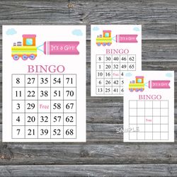 It's a girl bingo cards,Toy Train bingo game,Toy Train printable bingo cards,60 Bingo Cards,INSTANT DOWNLOAD--225