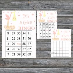 Pink Stork bingo cards,Stork nest bingo game,Stork nest printable bingo cards,60 Bingo Cards,INSTANT DOWNLOAD--211