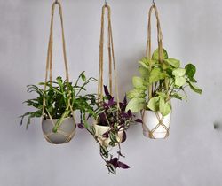No tassel plant holder , Macrame Plant Hanger of natural jute