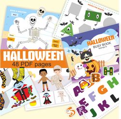 Halloween Busy Book Printable Toddler Binder Toddler Learning Book Halloween Activities Homeschool Activity Autumn Fall