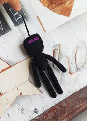 Enderman stuffed crochet toy, Exclusive minecraft doll, Handmade toy tall black humanoid