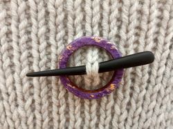 Purple shawl pin Knitting scarf stick Wooden scarf pin