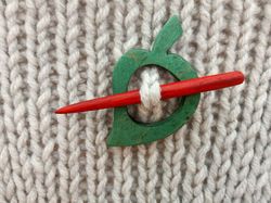 Green wood shawl pin Knitting scarf stick Wooden scarf pin