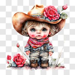 Cowgirl with Roses-Charming PNG and SVG Designs