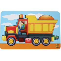 Wooden Puzzle - dump truck, Toddler Toys Age 3 4 5 year, Wood Montessori transport Stack Board game, Waldorf toy
