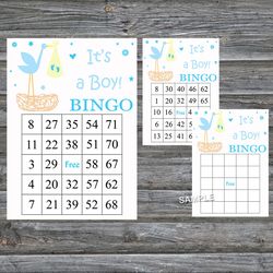 Blue Stork bingo cards,Stork nest bingo game,Stork nest printable bingo cards,60 Bingo Cards,INSTANT DOWNLOAD--210