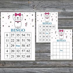 Cat or Kitten bingo cards,Cat or Kitten bingo game,Cat or Kitten printable bingo,60 Bingo Cards,INSTANT DOWNLOAD--206
