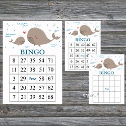 Whale bingo cards,Whale bingo game,Whale printable bingo cards,60 Bingo Cards,INSTANT DOWNLOAD--205